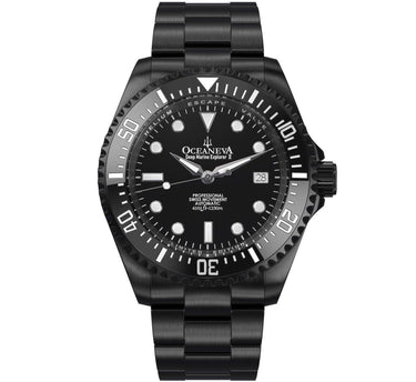 Oceaneva Men's Deep Marine Explorer II 1250M Pro Diver Watch Black Dial Black IP - BKIIB-BKIP 1000M, 1250M, 316L Stainless Steel Watch, Automatic Watch, BGW9 Swiss-Superluminova, Ceramic Bezel, Dive Watch, Sw200-1 Swiss Automatic Movement